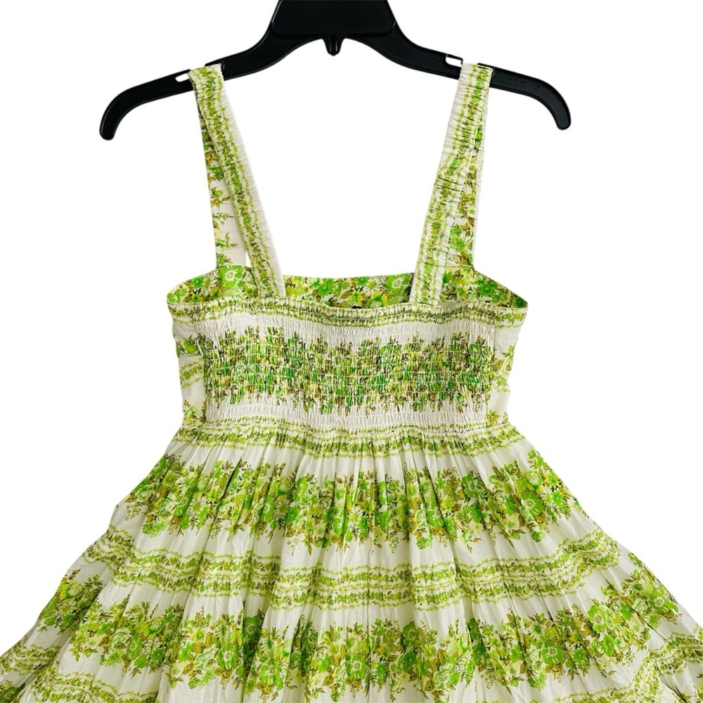 Alemais Jolene Dress Size 10 US 6 Green Floral Tiered Organic Cotton Mini Vacay - Picture 11 of 16